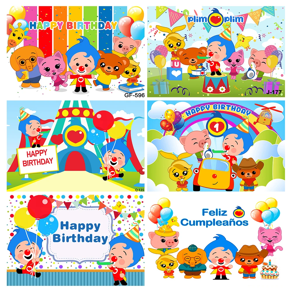 

Plim Backdrop Kids 1st Birthday Party Photography Bunting Animals Plim Theme Photo Background Rainbow Vinyl Decoration Banner