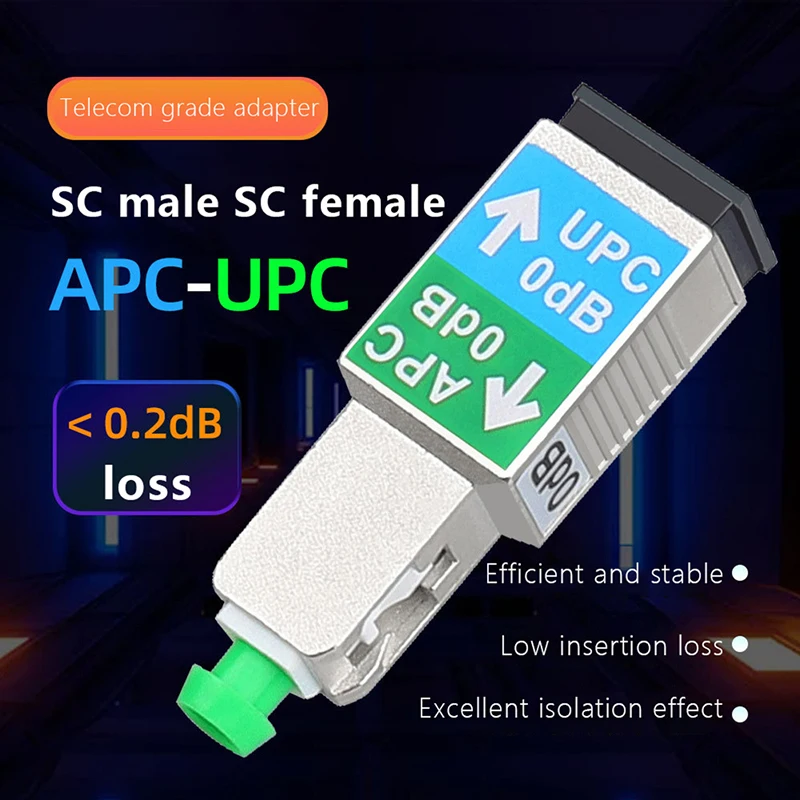 

Адаптер оптического волокна SC/APC папа-SC/UPC мама, 1 шт., 0 дб аттенюатор, нм, 1600 Нм, взаимное преобразование разъема