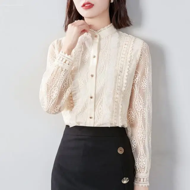 Autumn Women Hollow Out Lace Blouse Shirt Tops Long Sleeve Blouses Femme Elegant Shirts Patchwork Solid Chiffon Shirts J35
Autumn Women Hollow Out Lace Blouse Shirt Tops Long Sleeve Blouses Femme Elegant Shirts Patchwork Solid Chiffon Shirts J35