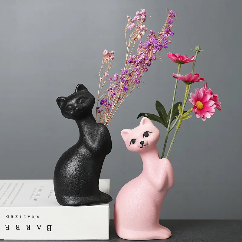 Creative home simple European style decoration dry flower ornaments personality cute kitty ceramic vase
Creative home simple European style decoration dry flower ornaments personality cute kitty ceramic vase