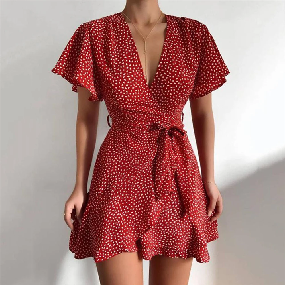 2022 Dress Summer Hot New Style V-neck Lace Printed Ruffled Belt Wrap Dress Women
2022 Dress Summer Hot New Style V-neck Lace Printed Ruffled Belt Wrap Dress Women