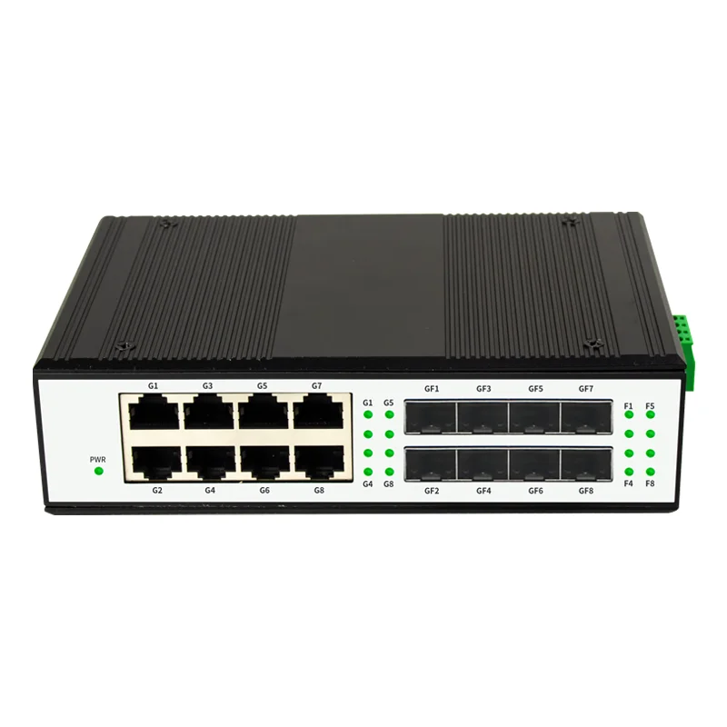 Gigabit 8 port industrial PoE and 8 fiber optical SFP SC LC Din-rail Ethernet poe Switch
Gigabit 8 port industrial PoE and 8 fiber optical SFP SC LC Din-rail Ethernet poe Switch