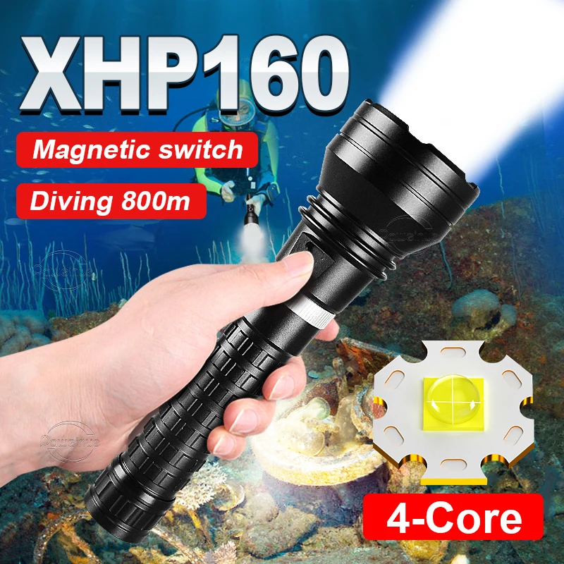 Newest XHP160 Diving LED Flashlights Powerful Underwater Lamps Professional Diving Torch Light IPX8 Waterproof Flashlight 18650
Newest XHP160 Diving LED Flashlights Powerful Underwater Lamps Professional Diving Torch Light IPX8 Waterproof Flashlight 18650