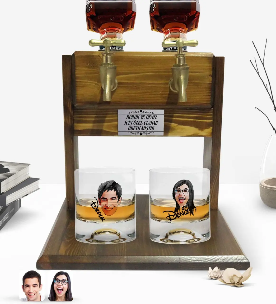 Personalized Colorful Printed Men and Women Caricature Of Dual Whisky cup And Double Tap Natural Wooden Whiskey Standı-9
Personalized Colorful Printed Men and Women Caricature Of Dual Whisky cup And Double Tap Natural Wooden Whiskey Standı-9