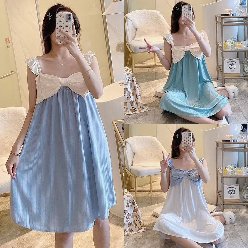 Sling Nightdress Women's Nightgown Sleeveless Bow Long Skirt Japanese Style Kawaii Clothes Pajamas for Women Nightwear Pijama
Sling Nightdress Women's Nightgown Sleeveless Bow Long Skirt Japanese Style Kawaii Clothes Pajamas for Women Nightwear Pijama
