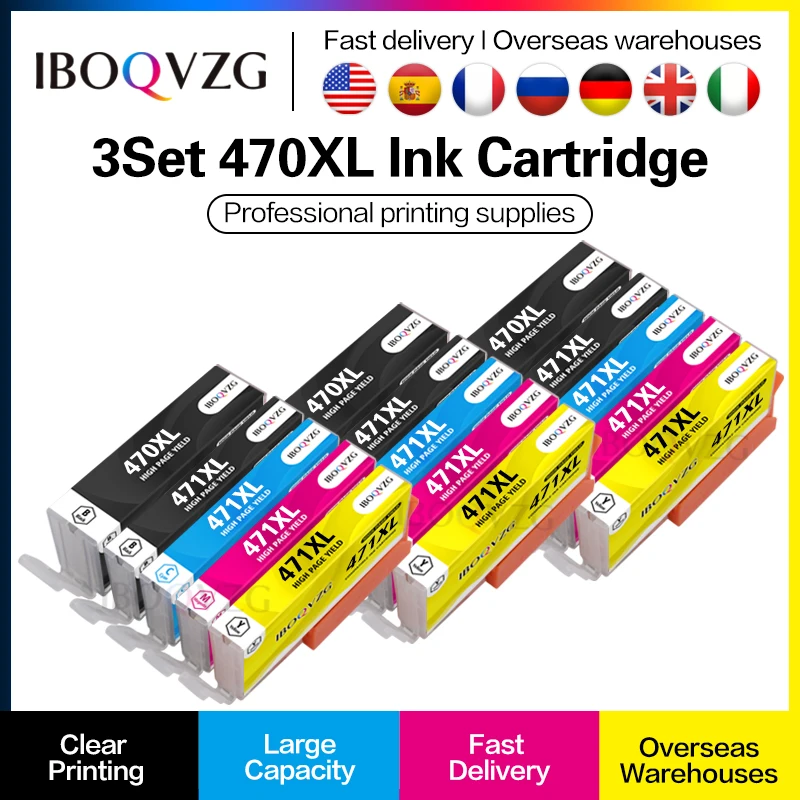 

IBOQVZG PGI470 CLI471 PGI-470 CLI-471 Compatible Ink Cartridge 470XL 471XL For Canon PIXMA TS5040 MG5740 MG6840 TS6040 Printer