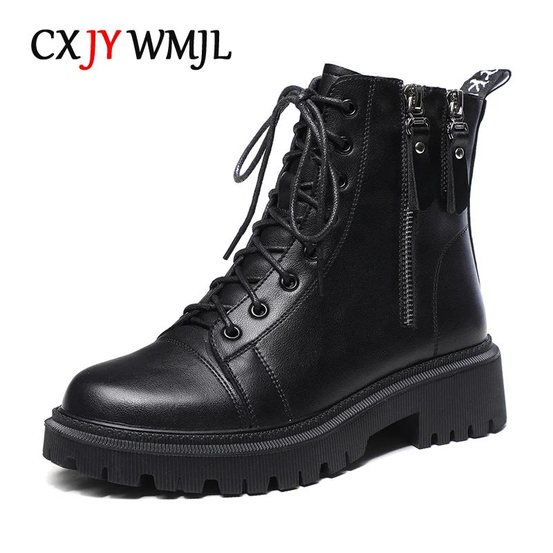 CXJYWMJL Genuine Leather Women Motorcycle Boots Autumn Thick Sole Side Zip Ankle Boots Ladies Winter Booties Female Warm Shoes
CXJYWMJL Genuine Leather Women Motorcycle Boots Autumn Thick Sole Side Zip Ankle Boots Ladies Winter Booties Female Warm Shoes