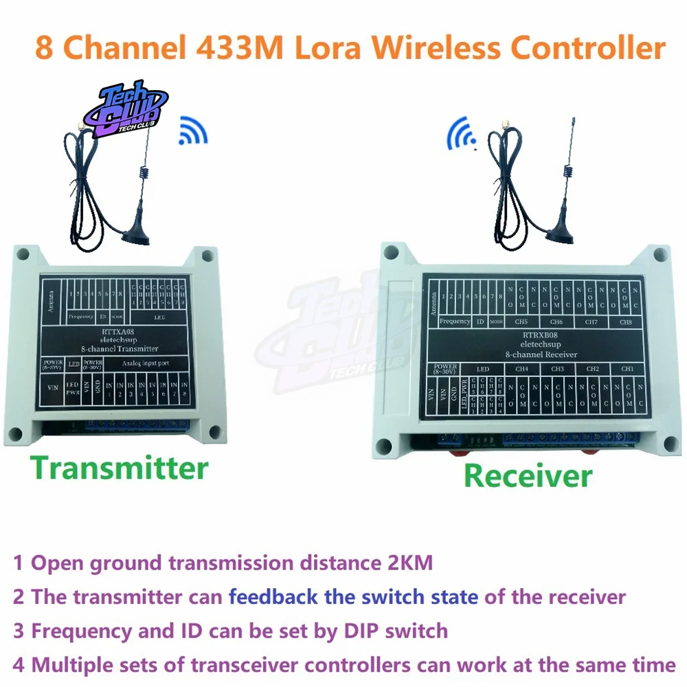 

Пульт дистанционного управления Lora 8CH 433M реле отзывы точка-точка беспроводной модуль реле IO Swicth для умного дома PTZ