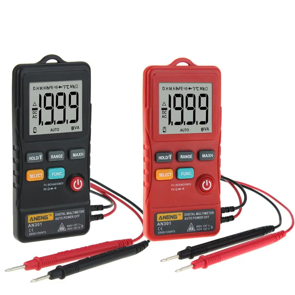 ANENG AN301 Mini Digital Multimeter 1999 Counts Ture RMS Card Type AC DC Voltmeter Resistance Meter Tester with LED Light
ANENG AN301 Mini Digital Multimeter 1999 Counts Ture RMS Card Type AC DC Voltmeter Resistance Meter Tester with LED Light
