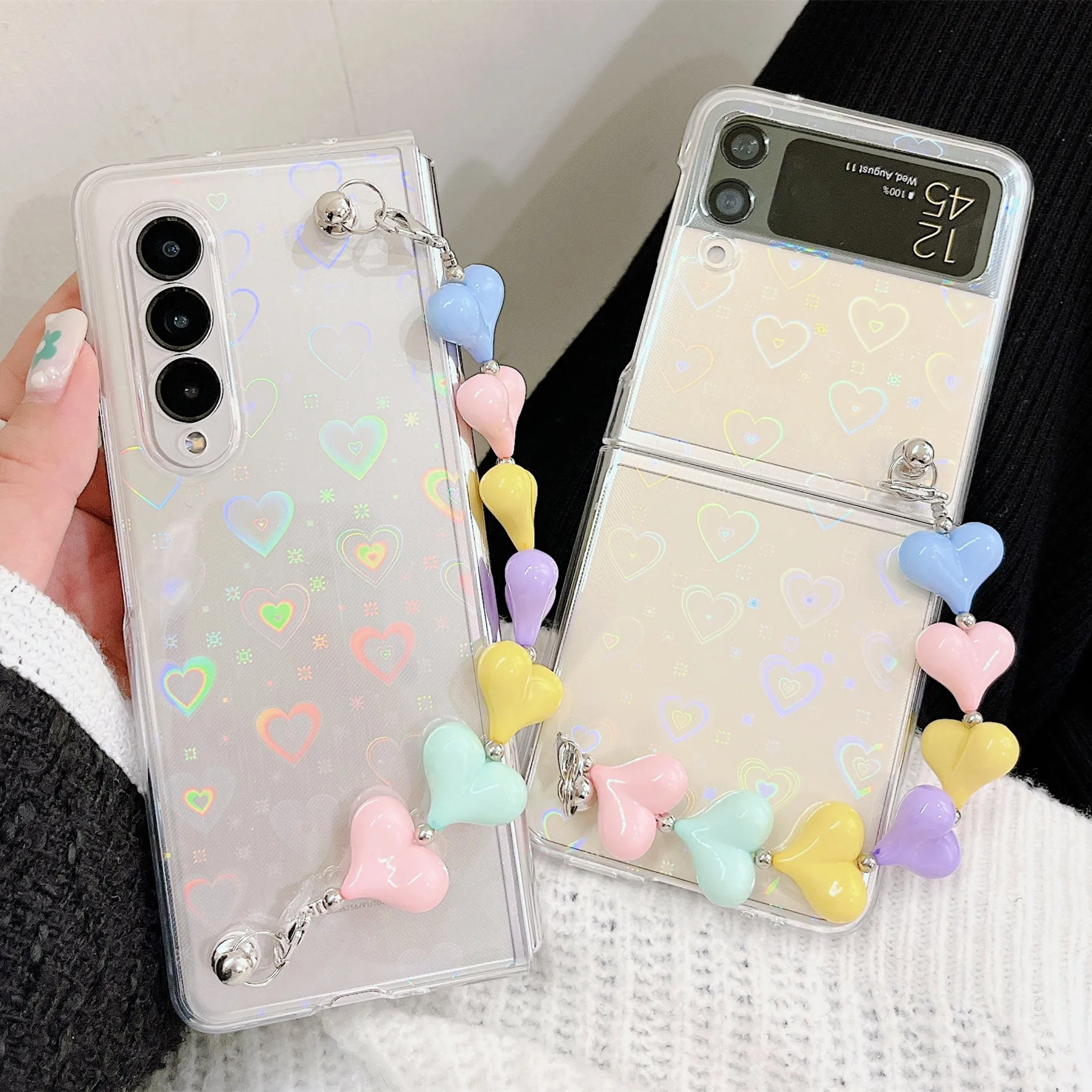 Gradient Love Phone Cases for Samsung Galaxy Z Fold 3 Clear Cover for Galaxy Z Flip 3 5G Hard Shell with Colorful Heart Chain
Gradient Love Phone Cases for Samsung Galaxy Z Fold 3 Clear Cover for Galaxy Z Flip 3 5G Hard Shell with Colorful Heart Chain