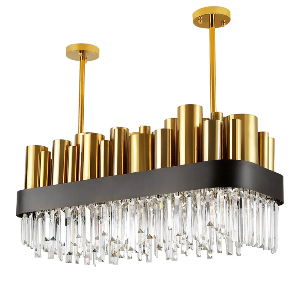 Modern luxury crystal chandelier stainless steel gold living room villa crystal decorative LED lamp
Modern luxury crystal chandelier stainless steel gold living room villa crystal decorative LED lamp