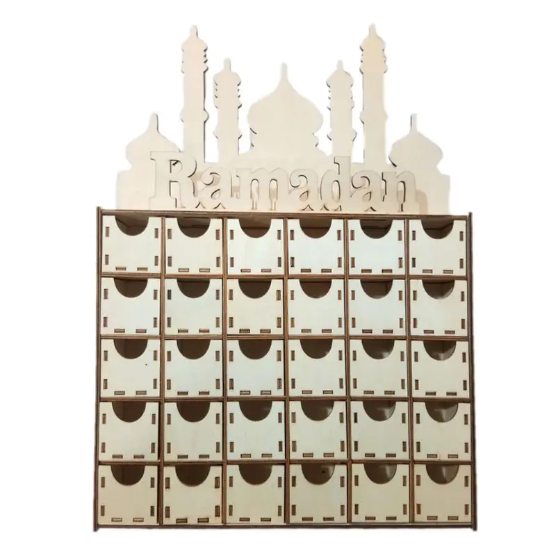 

Wooden MDF Drawer Eid Ramadan Mubarak Advent Calendar Muslim Islamic Decorations Ornament Party Supplies