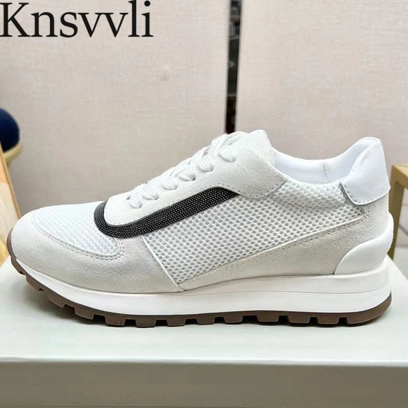 Luxury Sneakers Women Chain String Bead Lace Up Round Toe Running Shoes Patchwork Breathable Casual Flat Sports Shoes Woman
Luxury Sneakers Women Chain String Bead Lace Up Round Toe Running Shoes Patchwork Breathable Casual Flat Sports Shoes Woman