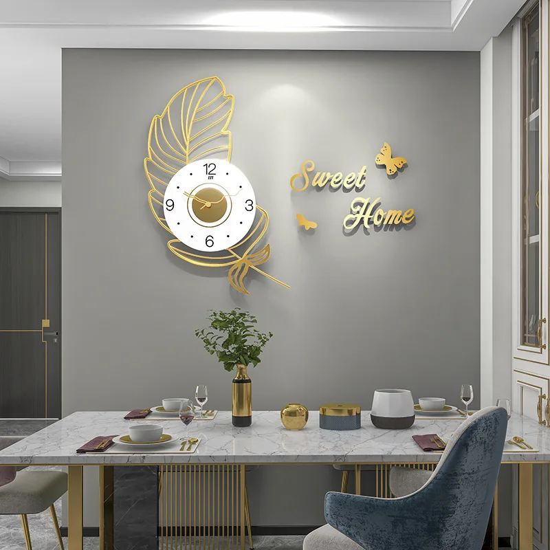 Living Room Sofa Background Wall Clock Household Leaf Shape Iron Wall Watches With Wall Stickers Modern Simple Home Decoration
Living Room Sofa Background Wall Clock Household Leaf Shape Iron Wall Watches With Wall Stickers Modern Simple Home Decoration