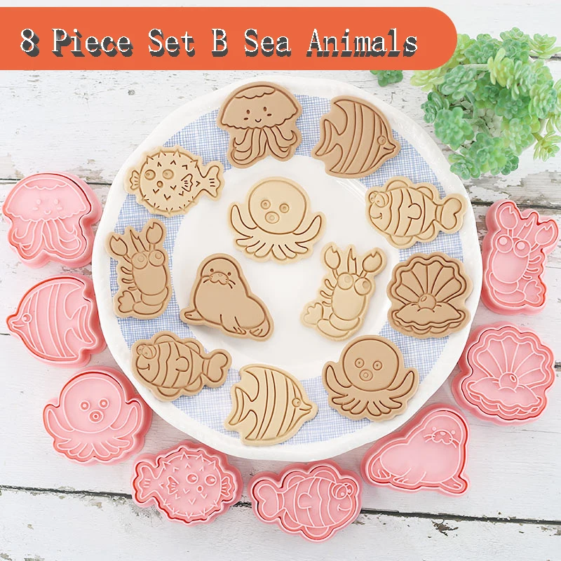 8 Pcs/set Marine Animal Cookie Cutters Plastic 3D Cartoon Pressable Biscuit Mold Cookie Stamp Kitchen Baking Pastry Bakeware
8 Pcs/set Marine Animal Cookie Cutters Plastic 3D Cartoon Pressable Biscuit Mold Cookie Stamp Kitchen Baking Pastry Bakeware
