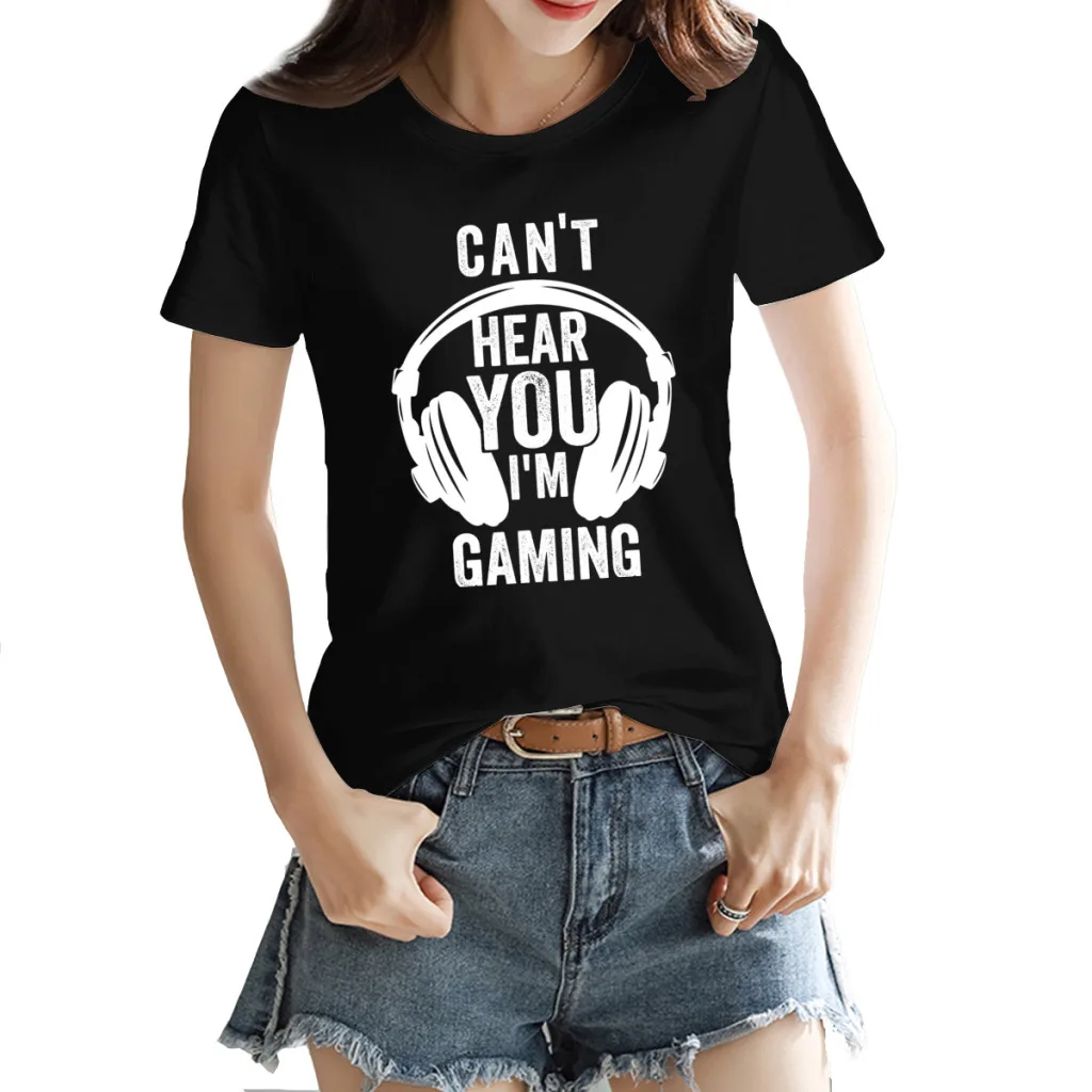 Women's T-shirt Can t Hear You i m Gaming shirt Funny Gamerthkg Vintage Crewneck Novelty Fresh Black Tops Tees European Size
Women's T-shirt Can t Hear You i m Gaming shirt Funny Gamerthkg Vintage Crewneck Novelty Fresh Black Tops Tees European Size
