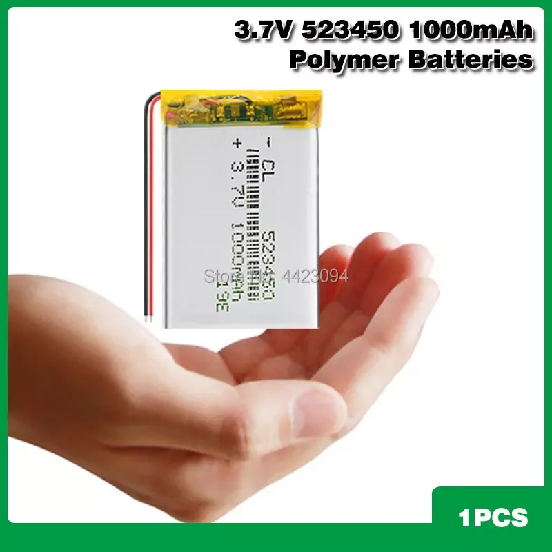 1000mAh 543450 3.7V Polymer Lithium Rechargeable Battery Li-ion Battery 503450 523450 for Smart Phone Led Lamp LWH 50*34*5.2mm
1000mAh 543450 3.7V Polymer Lithium Rechargeable Battery Li-ion Battery 503450 523450 for Smart Phone Led Lamp LWH 50*34*5.2mm