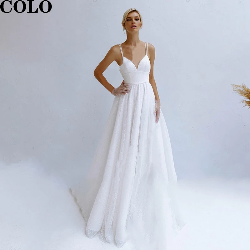 Glitter Wedding Dress 2022 Women's Dresses Spaghetti Straps 2022 Vestidos de Novia V neck Classic Bridal A Line Wedding Gowns
Glitter Wedding Dress 2022 Women's Dresses Spaghetti Straps 2022 Vestidos de Novia V neck Classic Bridal A Line Wedding Gowns