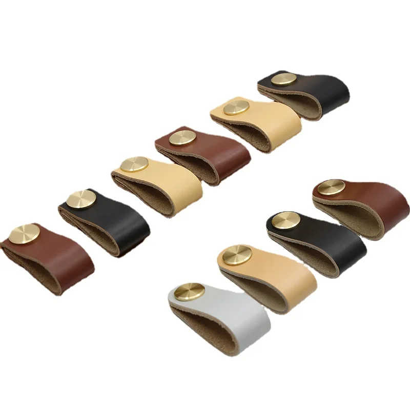Nordic Children's Furniture Drawer Leather Handle Brass Pull Kitchen Wardrobe Cabinet Knobs Environmentally Artificial Leather 
Nordic Children's Furniture Drawer Leather Handle Brass Pull Kitchen Wardrobe Cabinet Knobs Environmentally Artificial Leather