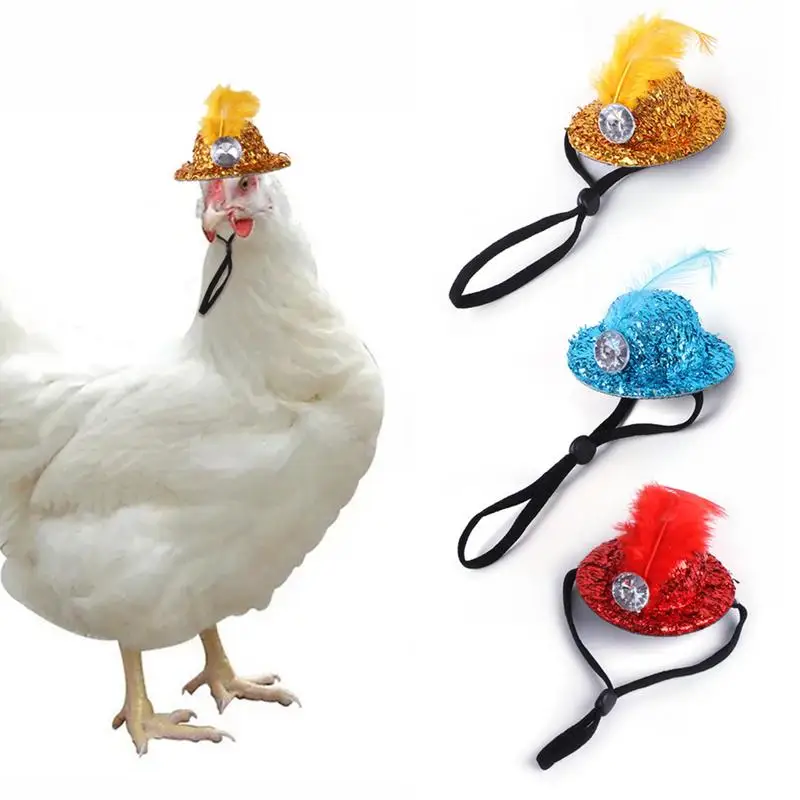 

Chicken Mini Hats Chicken Hat For Hens Tiny Pets Funny Chicken Accessories Adjustable Elastic Chin Strap Poultry Show Costumes