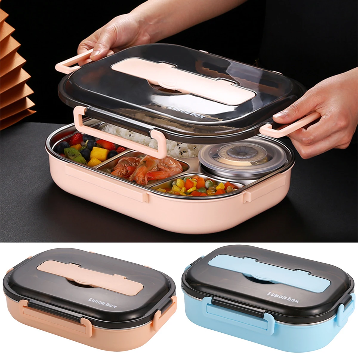 1300ml Bento Lunch Box with Portable Utensil 304 Stainless Steel Food Storage Bento Box with Soup Bowl Reusable Leak Proof Lunch
1300ml Bento Lunch Box with Portable Utensil 304 Stainless Steel Food Storage Bento Box with Soup Bowl Reusable Leak Proof Lunch