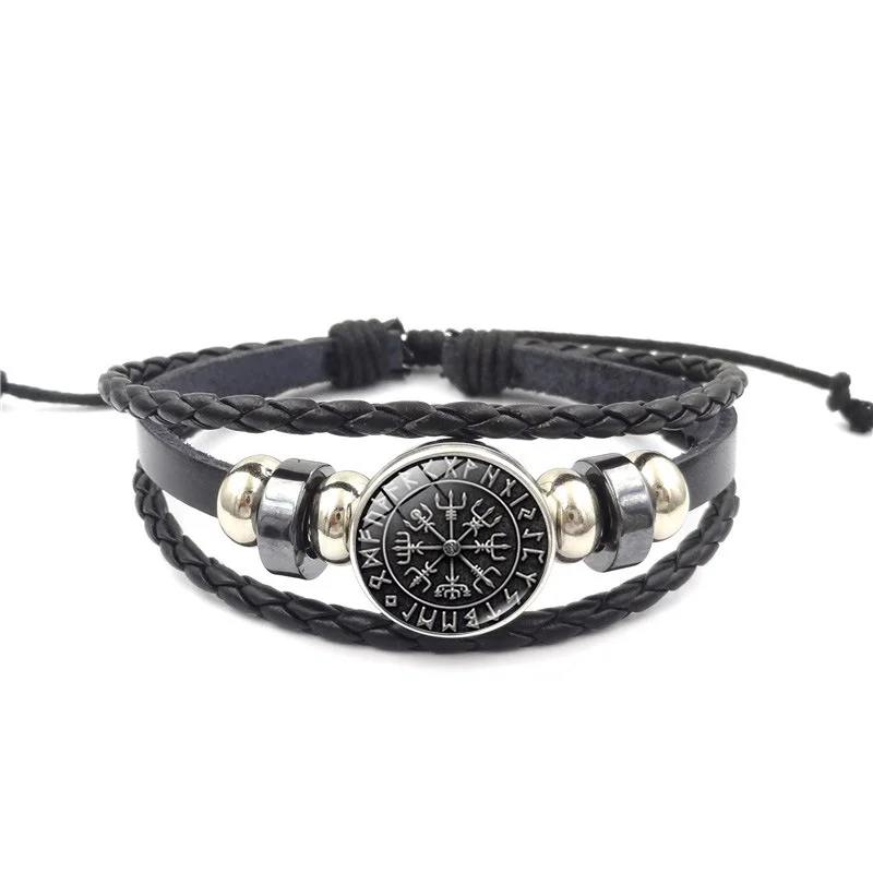 Viking Compass Bracelet Trinity Nordic Runes Odi Pattern Punk Leather Bracelets Goth Fashion Bangle for Men Amulet Jewelry Gift
Viking Compass Bracelet Trinity Nordic Runes Odi Pattern Punk Leather Bracelets Goth Fashion Bangle for Men Amulet Jewelry Gift