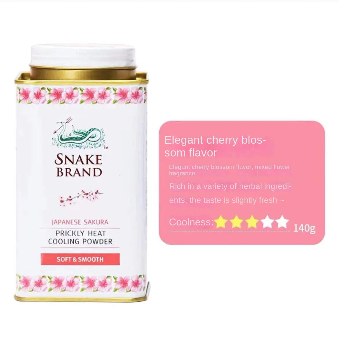 Thailand SNAKE Snake-Away Powder Talcum Powder Talcum Powder Children Adult Male and Female Antiperspirant 140G Sakura Flavor 
Thailand SNAKE Snake-Away Powder Talcum Powder Talcum Powder Children Adult Male and Female Antiperspirant 140G Sakura Flavor