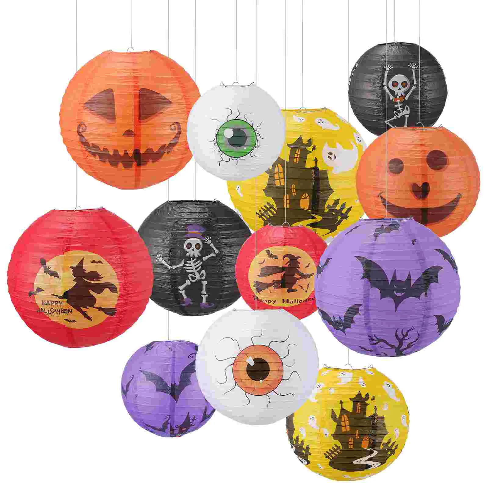 Hemoton 12pcs Lanterns 8in 10in 12in Hanging Colored Lanterns Pumpkin Bat Witch Castle Eyeball Folding Lanterns
Hemoton 12pcs Lanterns 8in 10in 12in Hanging Colored Lanterns Pumpkin Bat Witch Castle Eyeball Folding Lanterns