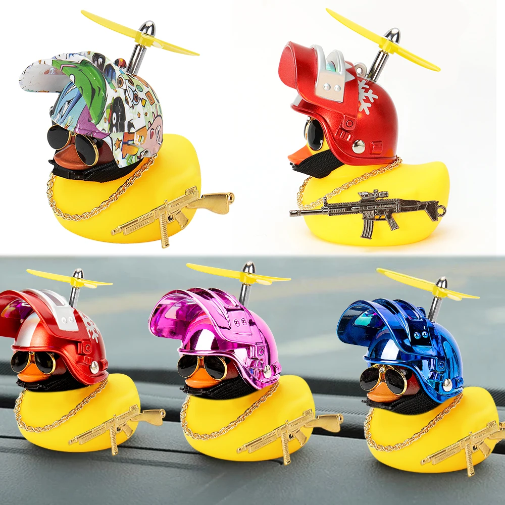 Funny Wind-breaking Yellow Duck Car Interior Ornaments Golden Gun with Level 3 Helmet PUBG Style Car Decoration
Funny Wind-breaking Yellow Duck Car Interior Ornaments Golden Gun with Level 3 Helmet PUBG Style Car Decoration