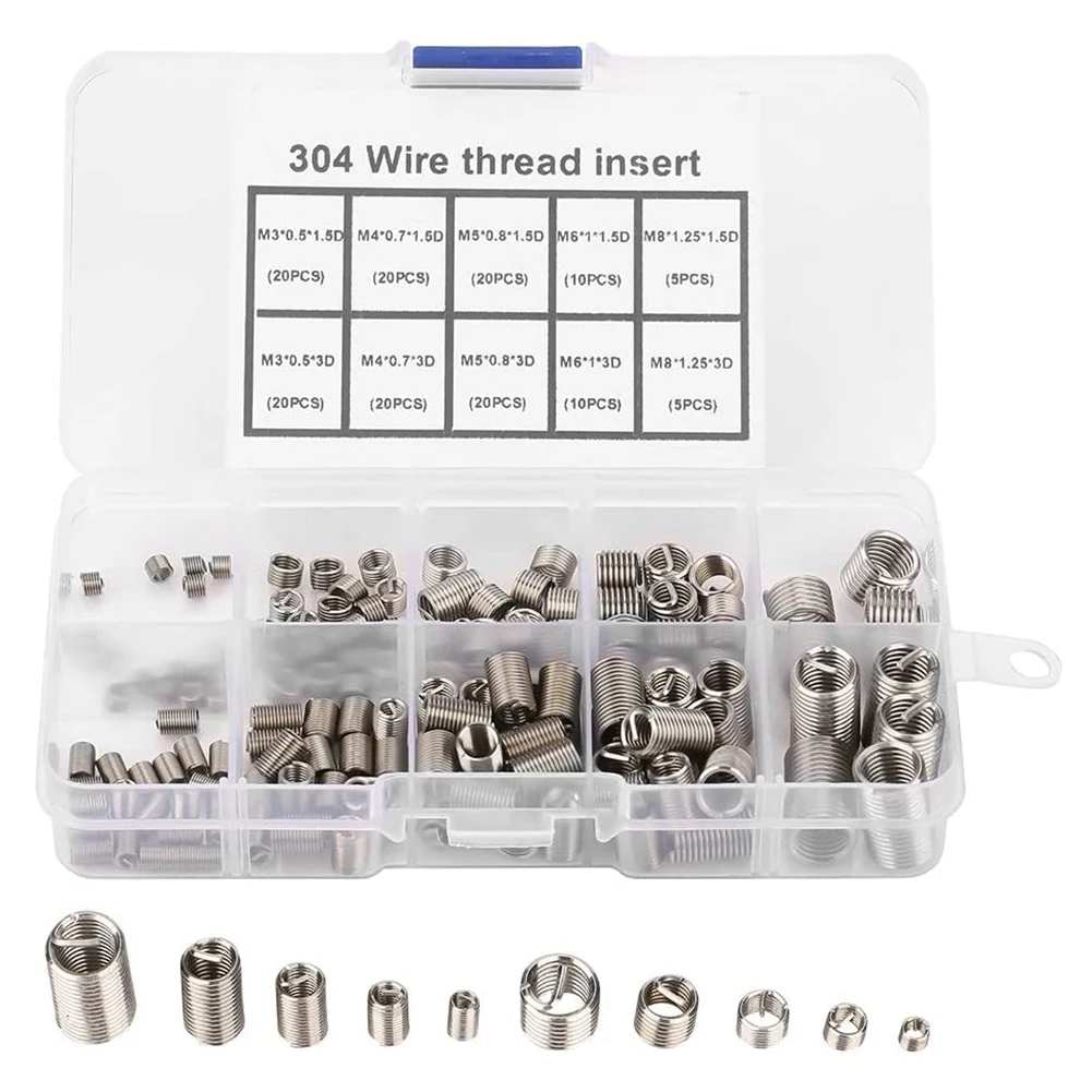 150Pcs Thread Repair Inserts M3 M6 M8 Stainless Steel Heli Coil Thread Repair Insert Wire Thread Insert Assortment
150Pcs Thread Repair Inserts M3 M6 M8 Stainless Steel Heli Coil Thread Repair Insert Wire Thread Insert Assortment