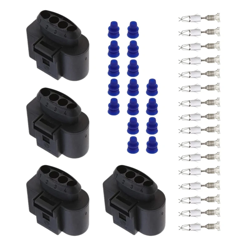4Pcs Car Ignition Coil Connector 4 Pin Female Connector With Female Terminal And Seal For Passat B5 - 1J0973724
4Pcs Car Ignition Coil Connector 4 Pin Female Connector With Female Terminal And Seal For Passat B5 - 1J0973724