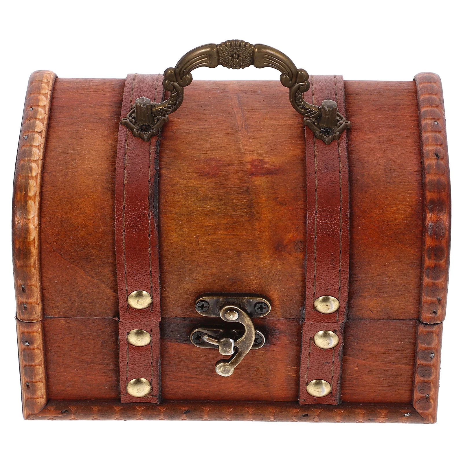 

Wooden Treasure Pirate Retro Jewelry Case Jewlery Organizer Piggy Bank Small Trinket Vintage Box