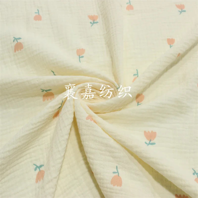 

Двухслойная хлопковая креп-марля 100x135 см, тюльпан, маленькая цветочная ткань, домашняя одежда, пижамная ткань 180 г/м
