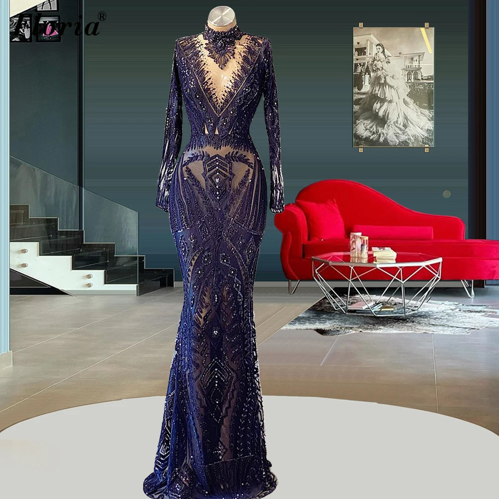 Vestidos De Gala Vintage Long Sleeves Evening Dresses For Women Beaded Mermaid Evening Gowns Arabic High Neck Wedding Party Gown
Vestidos De Gala Vintage Long Sleeves Evening Dresses For Women Beaded Mermaid Evening Gowns Arabic High Neck Wedding Party Gown