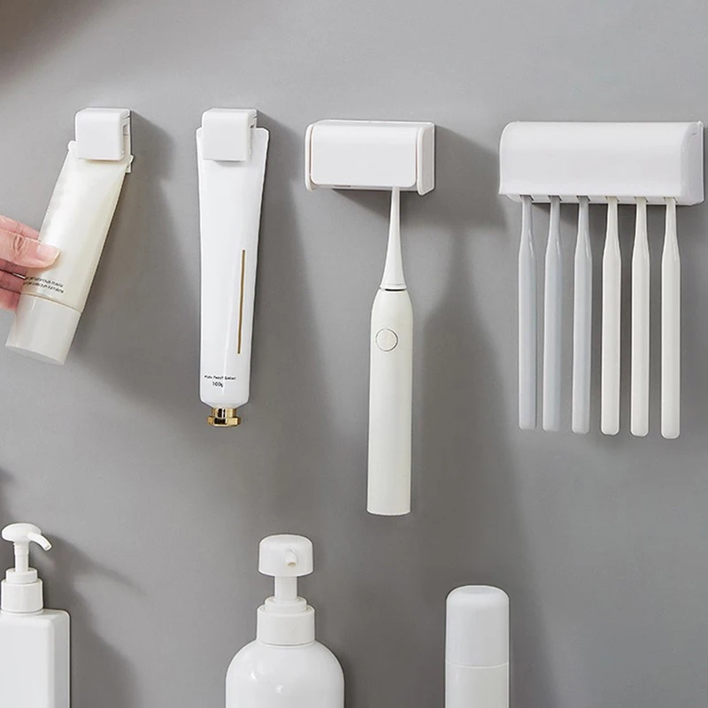 

Настенный держатель для зубных щеток, подставка для очищающего средства для лица, стеллаж для хранения зубной пасты, держатели, органайзер для ванной комнаты