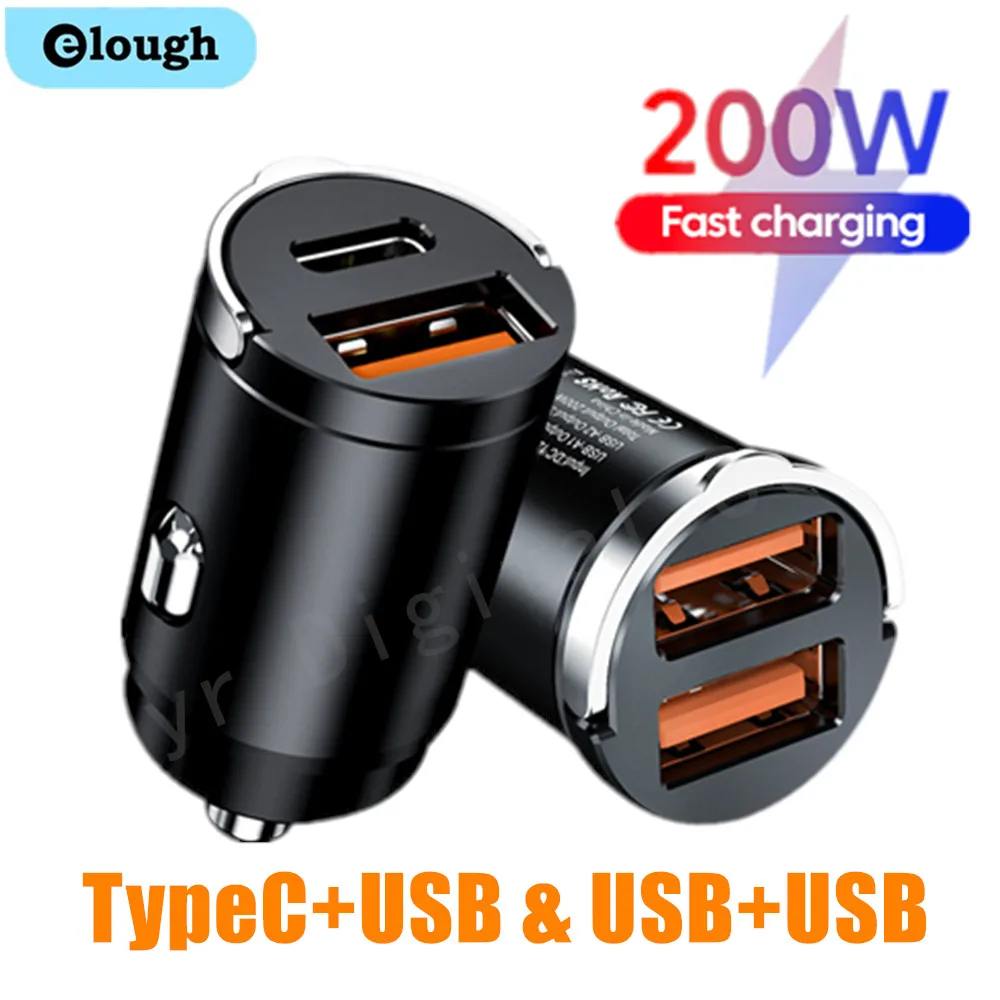 Elough Mini Car Charger 200W Fast Charging Dual USB Type C For iPhone 13 12 Xiaomi Huawei Samsung Car Phone Chargers Adapter
Elough Mini Car Charger 200W Fast Charging Dual USB Type C For iPhone 13 12 Xiaomi Huawei Samsung Car Phone Chargers Adapter
