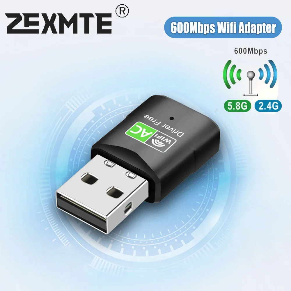 Zexmte 600Mbps Wifi Adapter USB Free Driver 5.8G/2.4G Wireless Network Card for Ethernet PC XP/Win7/8/10/11 Lan Wifi AC Receiver
Zexmte 600Mbps Wifi Adapter USB Free Driver 5.8G/2.4G Wireless Network Card for Ethernet PC XP/Win7/8/10/11 Lan Wifi AC Receiver