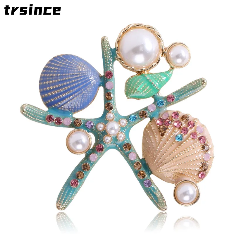 Fashion Metal Dripping Oil Rhinestone Imitation Pearl Starfish Shell Brooch Female Cute Popular Pin Brooch Accessories
Fashion Metal Dripping Oil Rhinestone Imitation Pearl Starfish Shell Brooch Female Cute Popular Pin Brooch Accessories