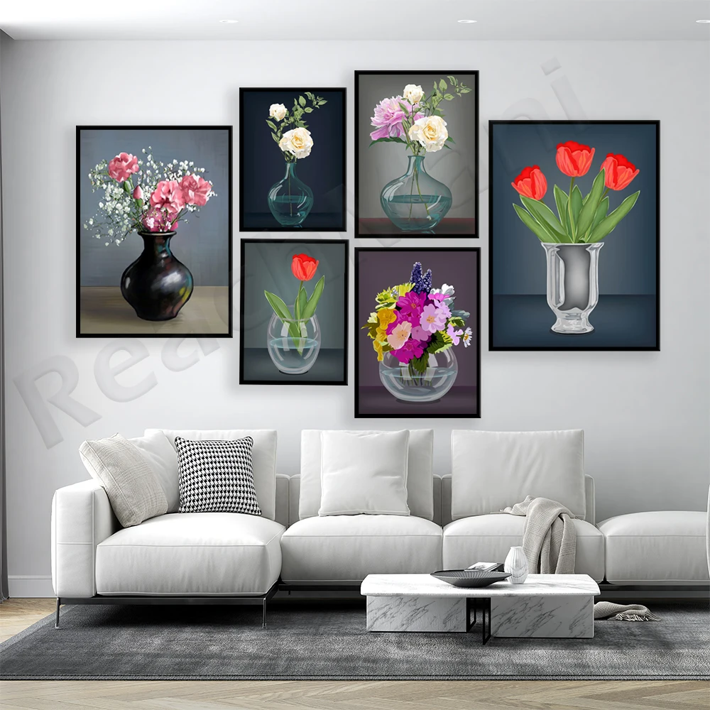Modern minimalist glass vase floral prints scenery canvas painting posters and prints wall art pictures for living room decor
Modern minimalist glass vase floral prints scenery canvas painting posters and prints wall art pictures for living room decor