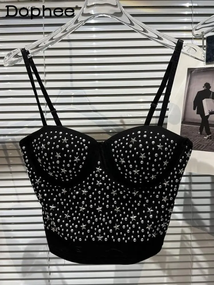 Fashion Sexy Rhinestone Black Strap Vest Women's Leisure Temperament Sleeveless Camis Female 2022 Autumn New
Fashion Sexy Rhinestone Black Strap Vest Women's Leisure Temperament Sleeveless Camis Female 2022 Autumn New