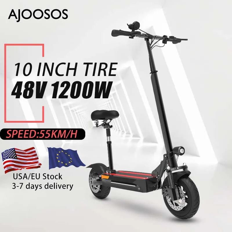 

13AH Battery Electric Scooter 1200W 48V Motor 55KM/H Max Speed Front Rear Suspension Electric Scooters Movable Seat Foldable