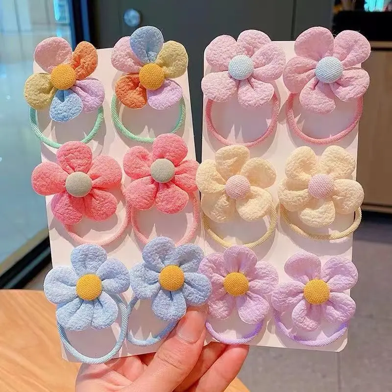 

【2Color】 Flower Cute All-Match Head Rope Female Ponytail Children's Rubber Band Does Not Hurt Hair Elastic Good Baby Headdress