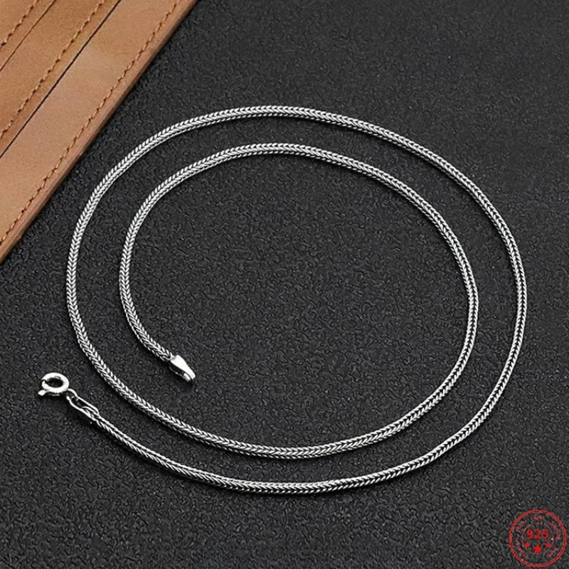 Genuine S925 Sterling Silver Necklaces for Women Men New Fashion 1.5mm 2.0mm 3.0mm Square Snake-bone Chain Vintage Foxtail-chain
Genuine S925 Sterling Silver Necklaces for Women Men New Fashion 1.5mm 2.0mm 3.0mm Square Snake-bone Chain Vintage Foxtail-chain