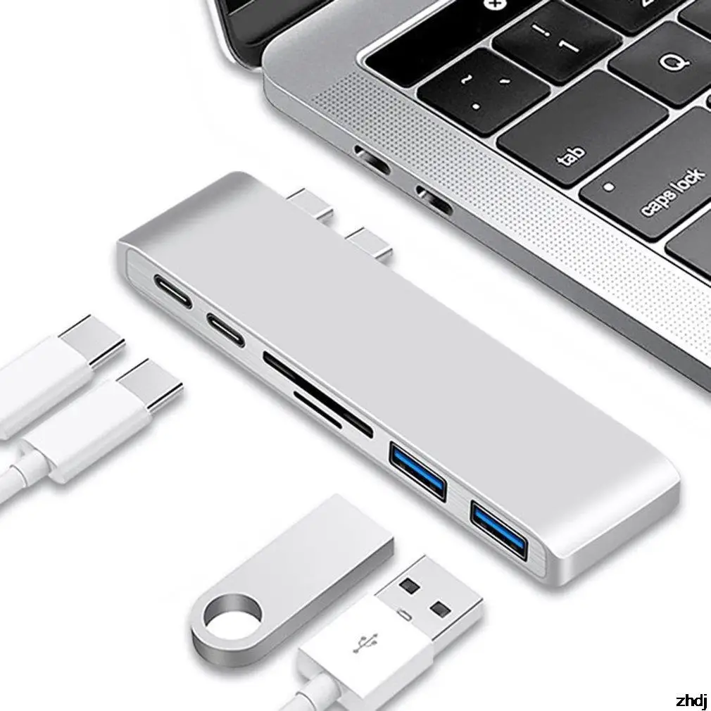 Адаптер USB Type C 7 в 1, док-станция с двумя USB Type C для MacBook Pro/Air 2018 - 2020 с 4K HDMI, совместимый с USB C USB 3,0 SD/TF
Адаптер USB Type C 7 в 1, док-станция с двумя USB Type C для MacBook Pro/Air 2018 - 2020 с 4K HDMI, совместимый с USB C USB 3,0 SD/TF