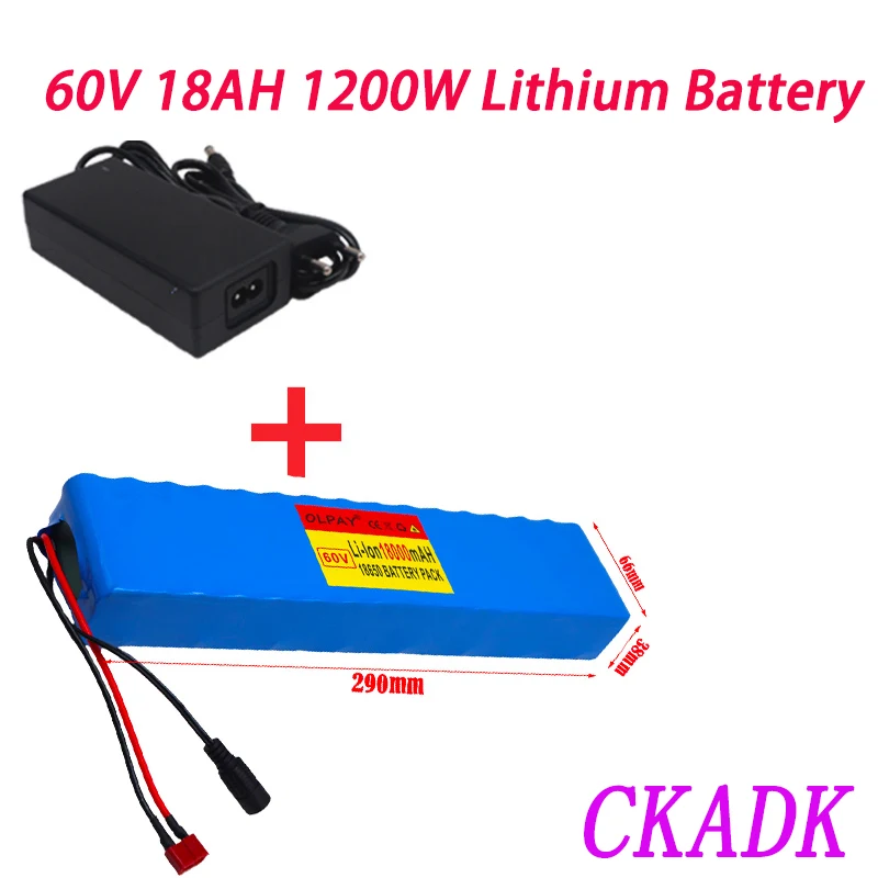 60V 18AH 1200W Lithium Battery 67.2V 18000mAh electric bike battery electric wheelchair battery e motorcycle battery+charger
60V 18AH 1200W Lithium Battery 67.2V 18000mAh electric bike battery electric wheelchair battery e motorcycle battery+charger