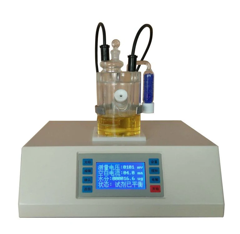 Automatic oil water content test apparatus Volumetric test method Moisture Analyzer coulometric titration titrator Karl Fischer
Automatic oil water content test apparatus Volumetric test method Moisture Analyzer coulometric titration titrator Karl Fischer