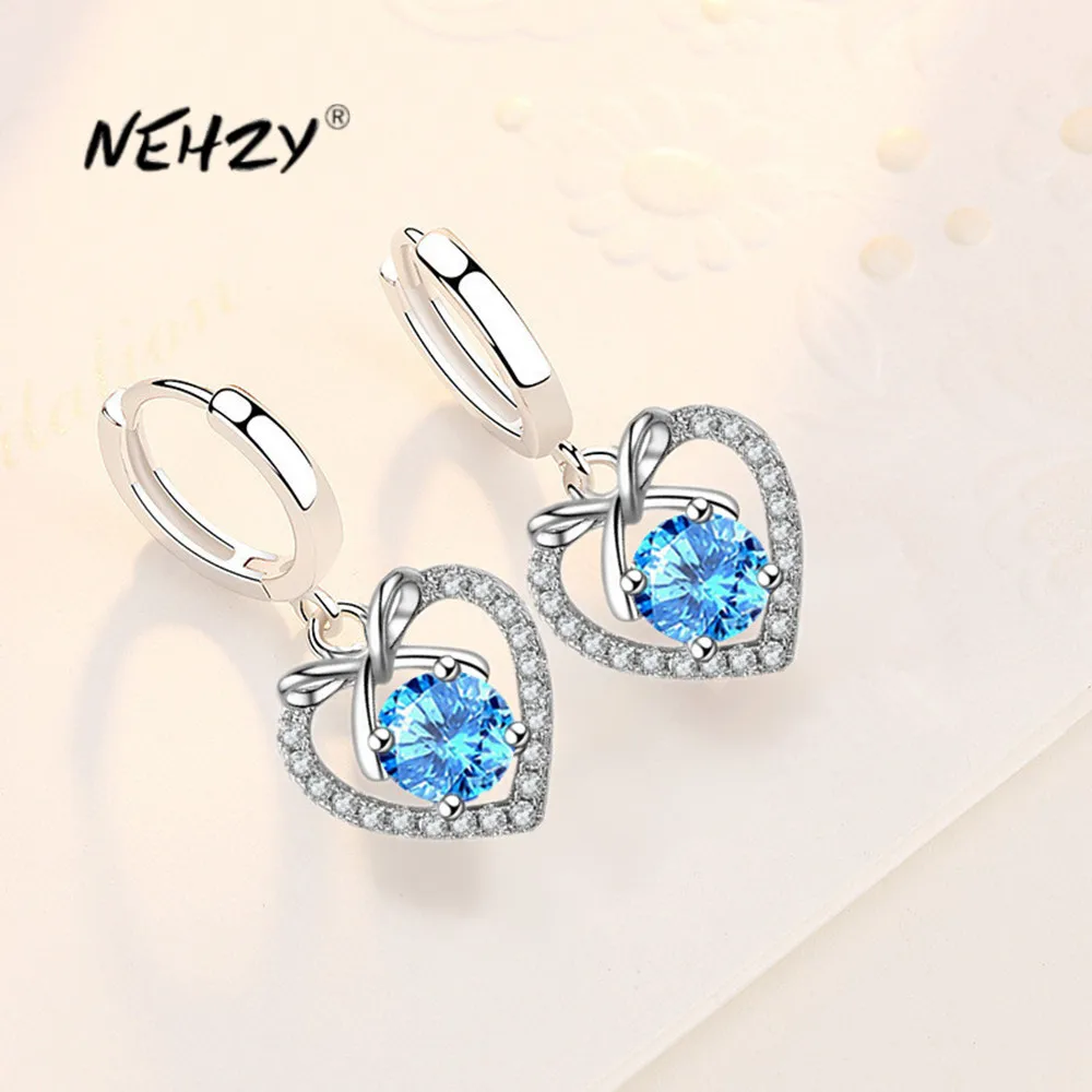NEHZY, новые женские модные ювелирные украшения с серебряным покрытием, высококачественные серьги с бантом в форме сердца из синего фианита, л... 
NEHZY, новые женские модные ювелирные украшения с серебряным покрытием, высококачественные серьги с бантом в форме сердца из синего фианита, л...