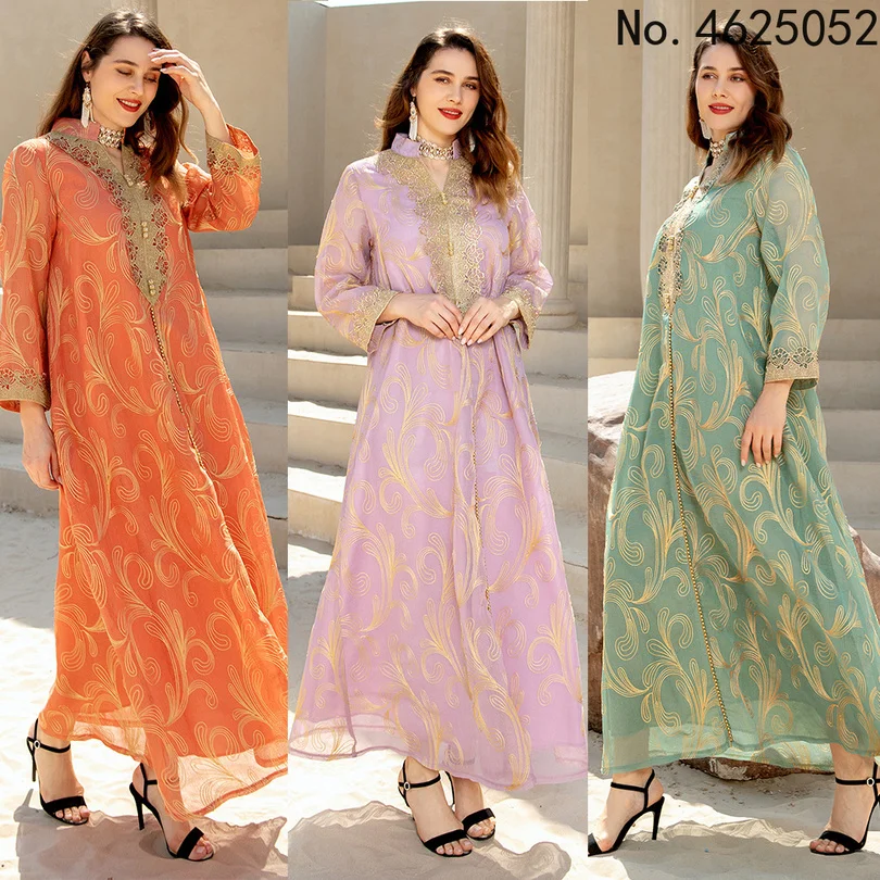 

Embroidery Ramadan Eid Arabian Abaya For Women Dubai 2022 Button Moroccan Kaftan Islamic Turkish Muslim Lady Dress Luxury Abayas