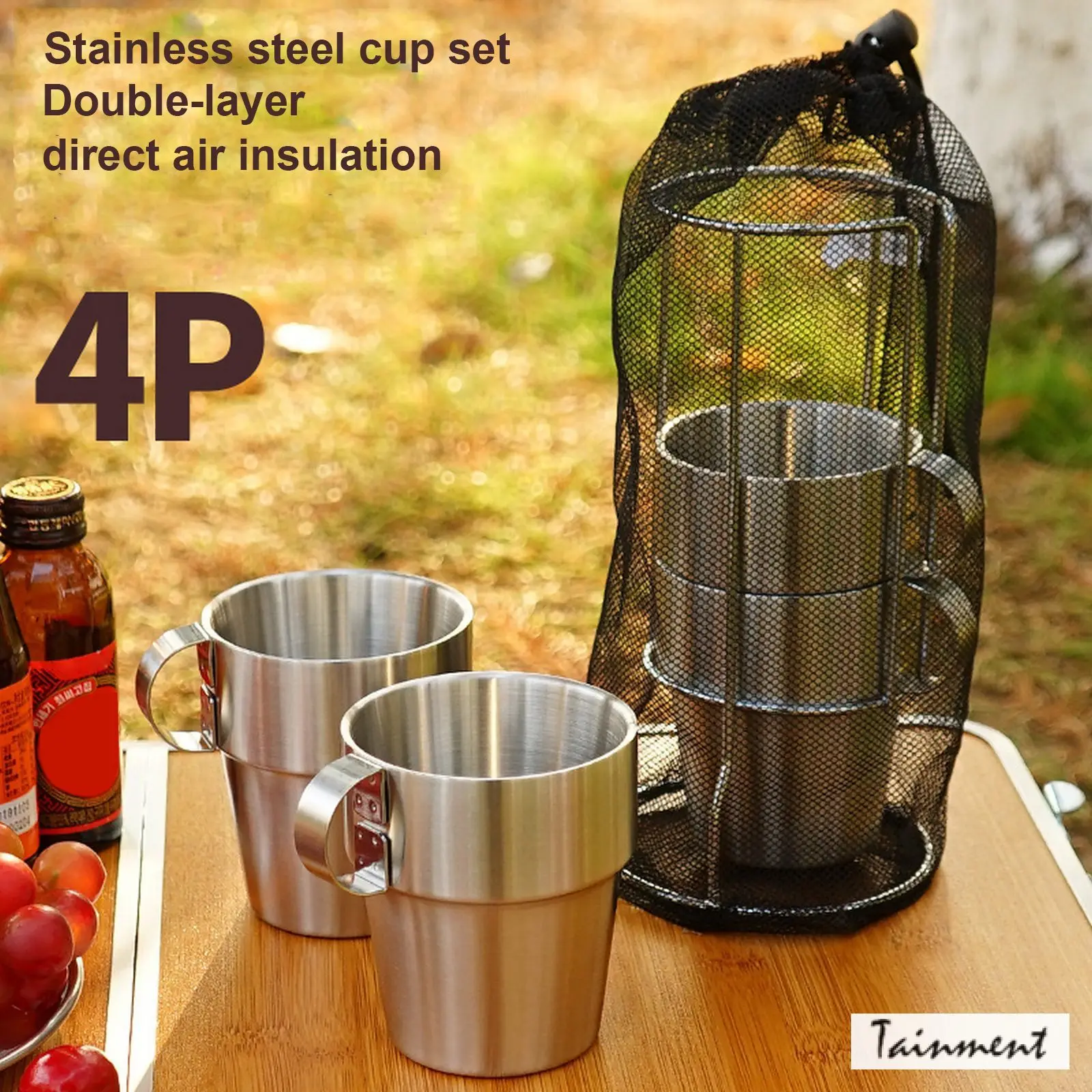4-Pieces Set Cup Picnic Heat Insulation Anti-scalding Coffee Mug Beer Mug with Metal Bracket Stainless Steel Double-layer Cup
4-Pieces Set Cup Picnic Heat Insulation Anti-scalding Coffee Mug Beer Mug with Metal Bracket Stainless Steel Double-layer Cup