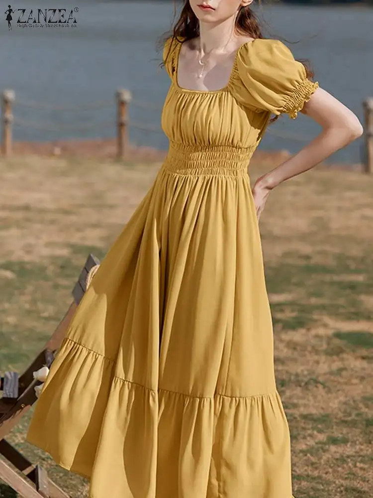 2022 Women Dress ZANZEA Summer Casual Square Neck Short Sleeve Holiday Long Dresses Female Elegant Robe Sundress A-line Vestido
2022 Women Dress ZANZEA Summer Casual Square Neck Short Sleeve Holiday Long Dresses Female Elegant Robe Sundress A-line Vestido